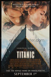 4s574 TITANIC video 1sh '97 Leonardo DiCaprio, Kate Winslet, James Cameron!