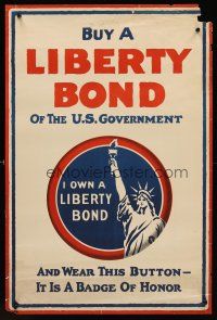 4s117 BUY A LIBERTY BOND WW I war poster '17 cool artwork of Statue of Liberty!
