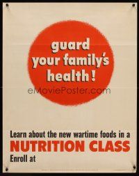 4s126 GUARD YOUR FAMILY'S HEALTH war poster '43 WWII, new wartime foods!