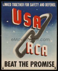4s138 USA RCA war poster '40s WWII, linked together for safety & defense!