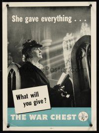 4s140 WAR CHEST: SHE GAVE EVERYTHING war poster '42 what will you give?