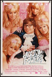 4t192 AUSTIN POWERS: INT'L MAN OF MYSTERY style B DS 1sh '97 Mike Myers & sexy fembots!