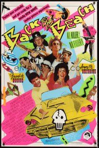 4t195 BACK TO THE BEACH 1sh '87 Avalon & Funicello w/Pee-Wee Herman, rocker Stevie Ray Vaughan!