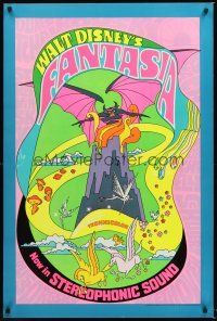 4t251 FANTASIA 1sh R70 cool psychedelic artwork, Disney musical cartoon classic!