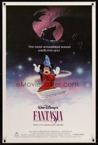 4t253 FANTASIA 1sh R85 great image of Mickey Mouse & others, Disney musical cartoon classic!