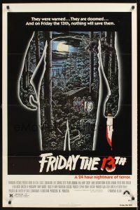 4t263 FRIDAY THE 13th 1sh '80 great Alex Ebel art, slasher horror classic, 24 hours of terror!