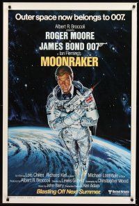 4t320 MOONRAKER style A advance 1sh '79 art of Roger Moore as James Bond 007 by Goozee!