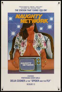 4t325 NAUGHTY NETWORK 1sh '81 the station that turns YOU on, sexy artwork!