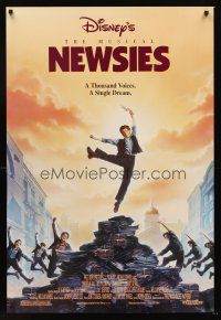 4t107 NEWSIES DS 1sh '92 Disney newsboy Christian Bale, great art by John Alvin!