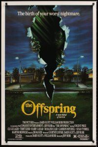 4t330 OFFSPRING 1sh '87 Vincent Price, the birth of your worst nightmare, cool torn poster art!
