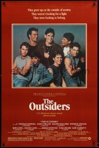 4t331 OUTSIDERS 1sh '82 Coppola, S.E. Hinton, Howell, Dillon, Macchio, Swayze, Lowe, Estevez