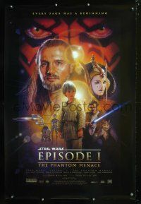 4t113 PHANTOM MENACE style B 1sh '99 George Lucas, Star Wars Episode I, art by Drew Struzan!