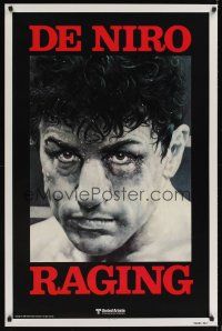 4t341 RAGING BULL teaser 1sh '80 Martin Scorsese, classic close up boxing image of Robert De Niro!