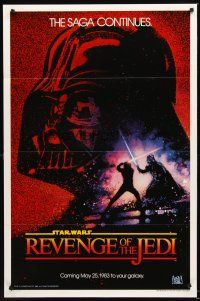 4t127 RETURN OF THE JEDI dated teaser 1sh '83 Lucas classic, Struzan art, Revenge of the Jedi!