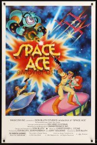 4t361 SPACE ACE 1sh '83 Don Bluth animated arcade video game, on laserdisc!