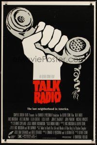 4t376 TALK RADIO 1sh '88 Oliver Stone, Eric Bogosian, cool artwork of telephone & hand!
