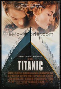4t159 TITANIC DS 1sh '97 Leonardo DiCaprio, Kate Winslet, directed by James Cameron!