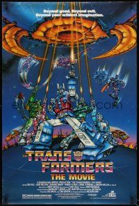 4t382 TRANSFORMERS THE MOVIE 1sh '86 animated robot action cartoon, cool sci-fi artwork!