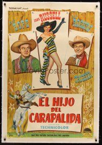 4w019 SON OF PALEFACE linen Argentinean '52 Roy Rogers & Trigger, Bob Hope, sexy Jane Russell!