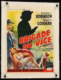 4w083 VICE SQUAD linen Belgian '53 Edward G. Robinson, Girl in Room 17, different art!