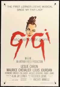 4w300 GIGI linen 1sh '58 art of winking Leslie Caron, Best Director & Best Picture winner!