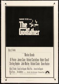 4w303 GODFATHER linen 1sh '72 Marlon Brando, Al Pacino, Francis Ford Coppola crime classic!