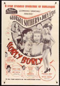 4w323 HURLY BURLY linen 1sh '51 sexy striptease queens & baggy pants vaudeville comedians!