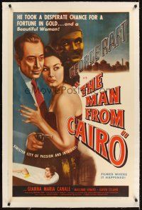 4w366 MAN FROM CAIRO linen 1sh '53 George Raft took a desperate chance for a fortune in gold!