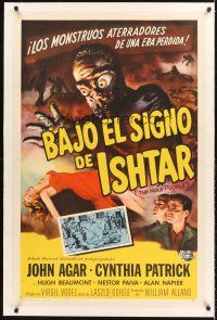 4w379 MOLE PEOPLE linen Spanish/U.S. 1sh '56 best Joseph Smith Universal sci-fi monster horror art!