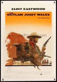 4w397 OUTLAW JOSEY WALES linen int'l 1sh '76 Clint Eastwood, really cool completely different art!
