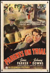 4w401 PARENTS ON TRIAL linen 1sh '39 art of Jean Parker & Johnny Downs, youth's most dangerous age!