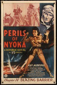 4w404 PERILS OF NYOKA linen chapter 14 1sh '52 Republic serial, Kay Aldridge in the title role!