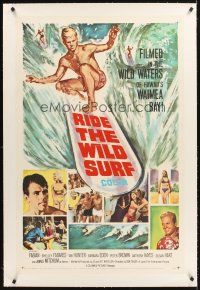 4w420 RIDE THE WILD SURF linen 1sh '64 Fabian, ultimate poster for surfers to display on their wall!