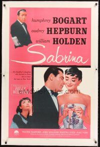 4w430 SABRINA linen int'l 1sh R62 Audrey Hepburn, Bogart, Holden, Wilder, completely different art!