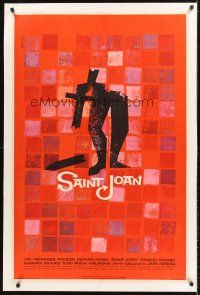 4w433 SAINT JOAN linen 1sh '57 Seberg as Joan of Arc, directed by Otto Preminger, Saul Bass art!