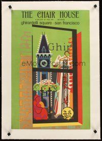 4w138 CHAIR HOUSE linen 16x24 art exhibition poster '74 in San Francisco, cool art by M. Ingalls!