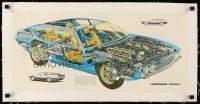 4w151 LAMBORGHINI ESPADA linen 11x23 Italian magazine centerfold '70s sports car art by Bruno Betti!
