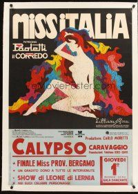 4w145 MISS ITALIA linen Italian 27x38 poster '80s sexy colorful art for the beauty pageant!