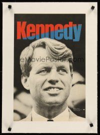 4w125 ROBERT F. KENNEDY FOR PRESIDENT linen black campaign poster '68 he would've won had he lived!