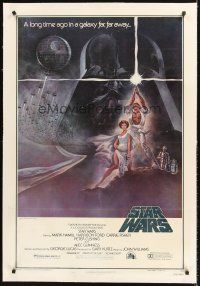 4w452 STAR WARS linen style A 1sh '77 George Lucas classic sci-fi epic, great art by Tom Jung!