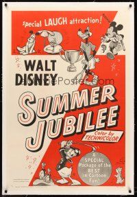 4w460 SUMMER JUBILEE linen 1sh '53 Disney cartoon with Micky Mouse, Donald Duck, Goofy & Pluto!