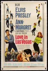4w492 VIVA LAS VEGAS linen int'l 1sh '64 Elvis Presley & sexy Ann-Margret, Love in Las Vegas!