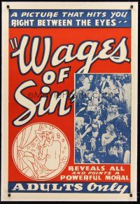 4w494 WAGES OF SIN linen 1sh R40s girls who are broke and desperate led to ruin by unscrupulous men!