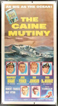 4x206 CAINE MUTINY linen 3sh '54 art of Humphrey Bogart, Jose Ferrer, Van Johnson & Fred MacMurray!