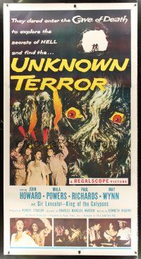 4x243 UNKNOWN TERROR linen 3sh '57 they dared enter the Cave of Death to explore secrets of HELL!