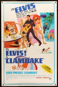 4x316 CLAMBAKE 40x60 '67 cool art of Elvis Presley with guitar & sexy babes by Robert McGinnis!