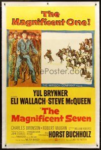 4x199 MAGNIFICENT SEVEN linen style Z 40x60 '60 Yul Brynner, Steve McQueen, John Sturges western!