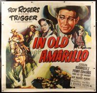 4x193 IN OLD AMARILLO linen 6sh '51 different art of Roy Rogers & his horse Trigger in Texas!
