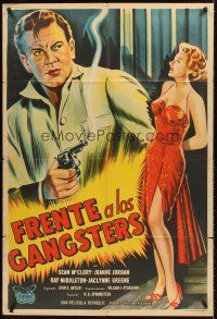 4x162 I COVER THE UNDERWORLD Argentinean '55 art of sexy smoking bad girl, Sean McClory w/gun!