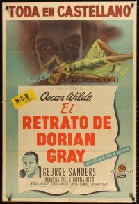 4x169 PICTURE OF DORIAN GRAY Argentinean '45 George Sanders, Hurd Hatfield, Donna Reed, creepy!
